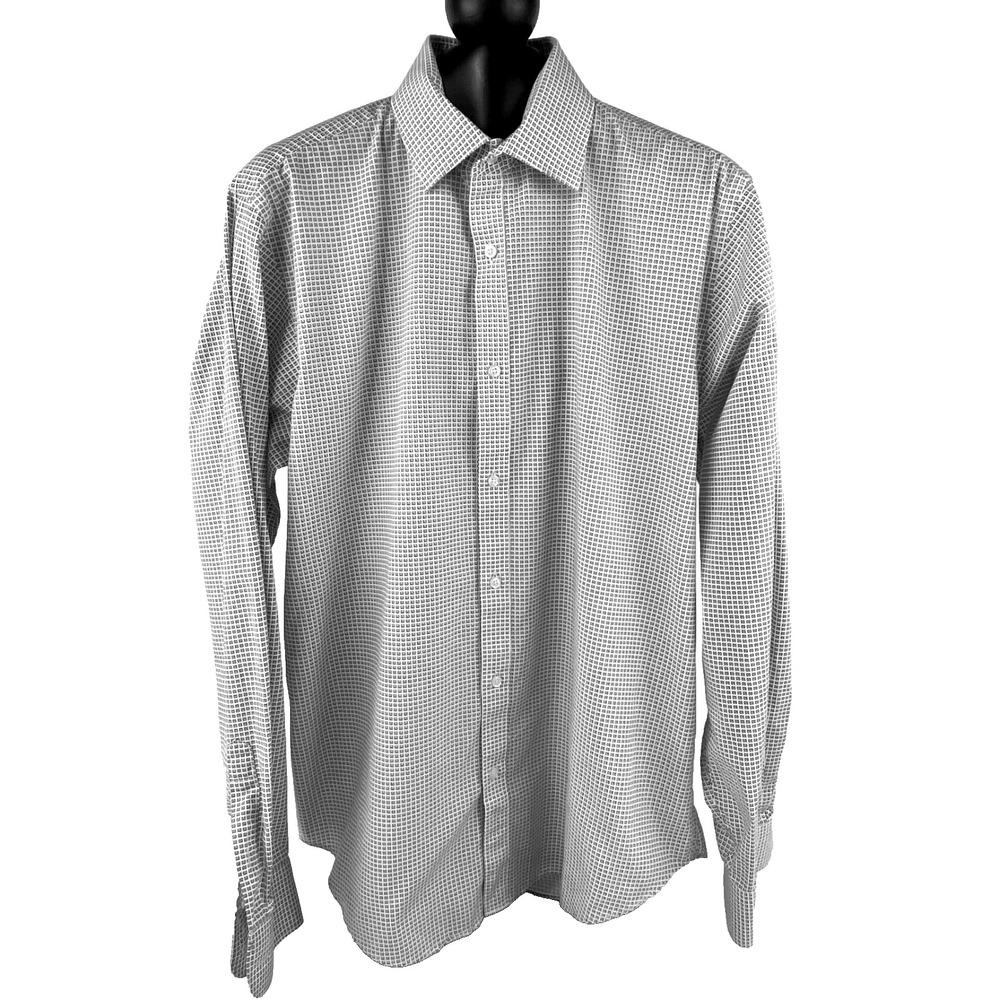 Valerio Garati Luxury Long Sleeve Shirt Men's Large 16-16.5 Easy Care LKNU B & W